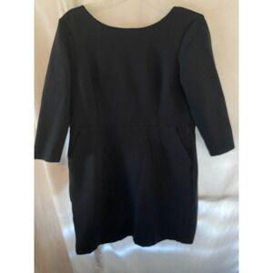 Women's Land's End Black Dress 3/4 Sleeves Size 14P with Pockets‎